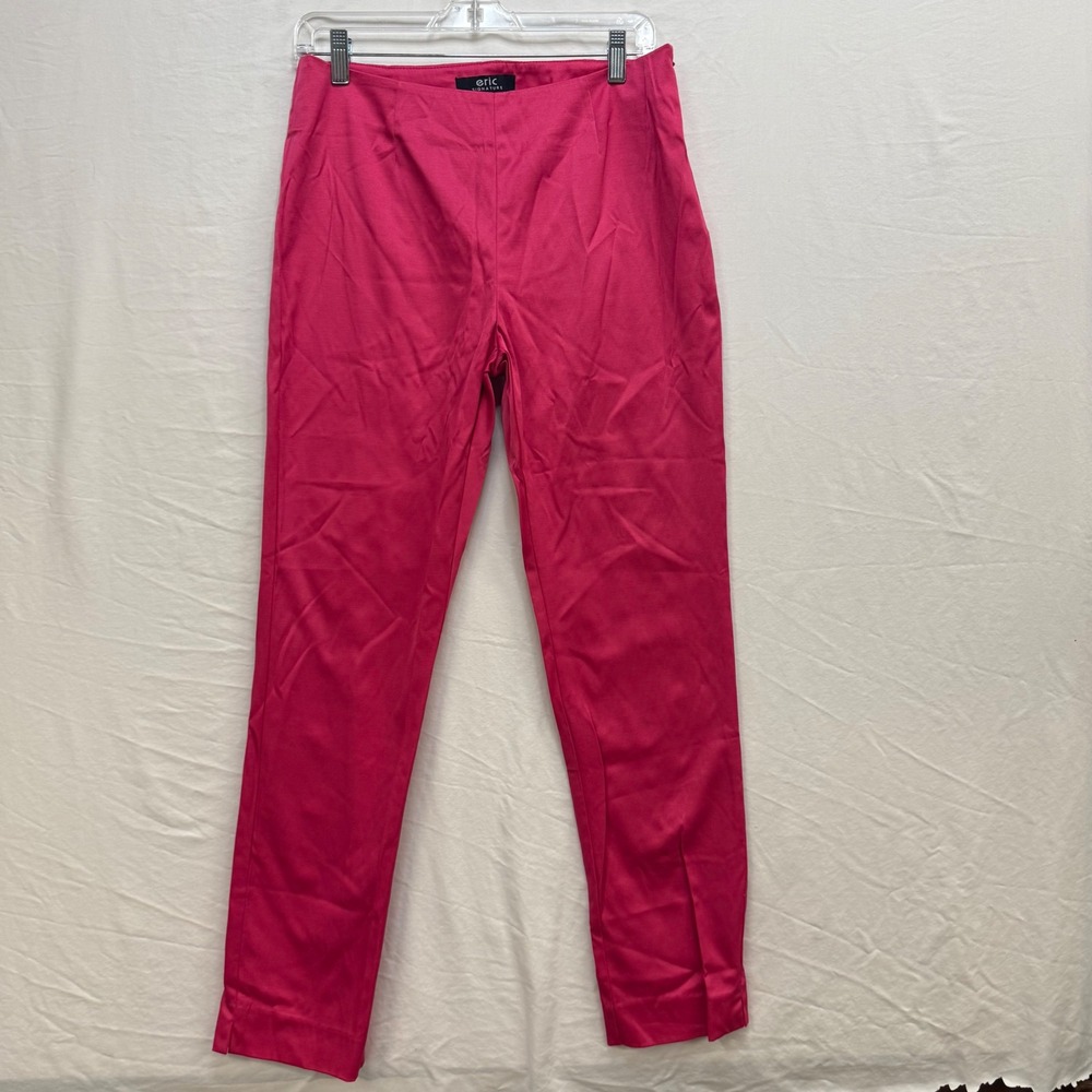Eric Signature Hot Pink Slim Fit Tailored Trousers Side Zip Stretch Pants Size 6